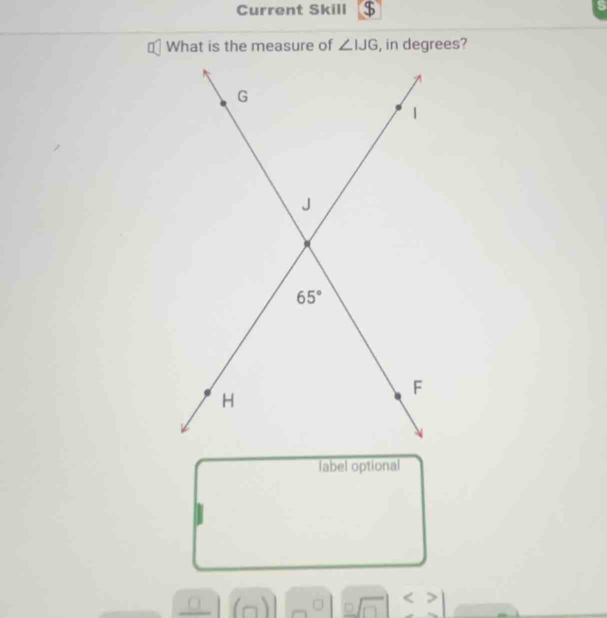 what is the measure of $\\angle ijg$, in degrees?