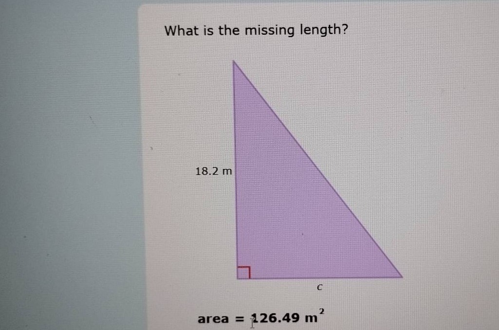 what is the missing length? 18.2 m c area = 126.49 m²