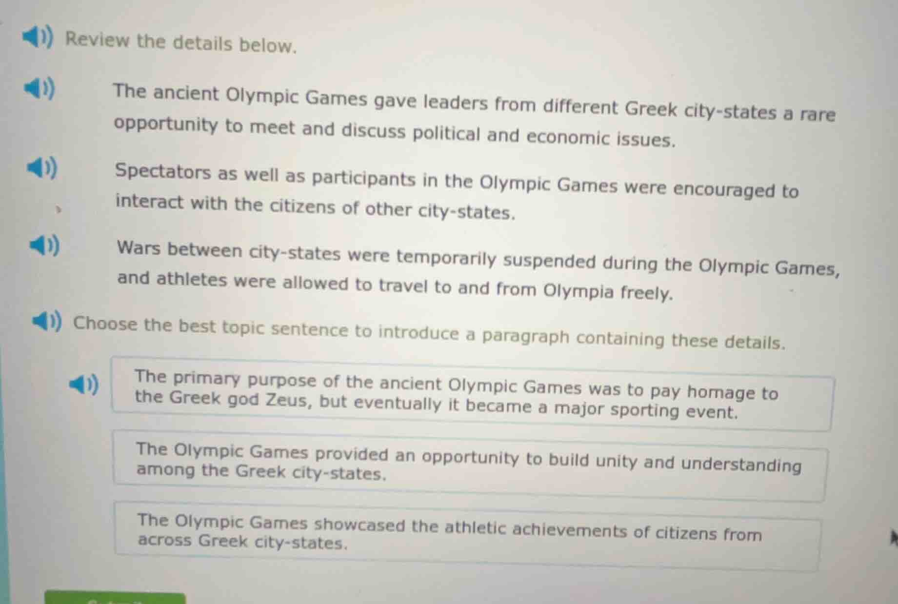 review the details below. the ancient olympic games gave leaders from d…