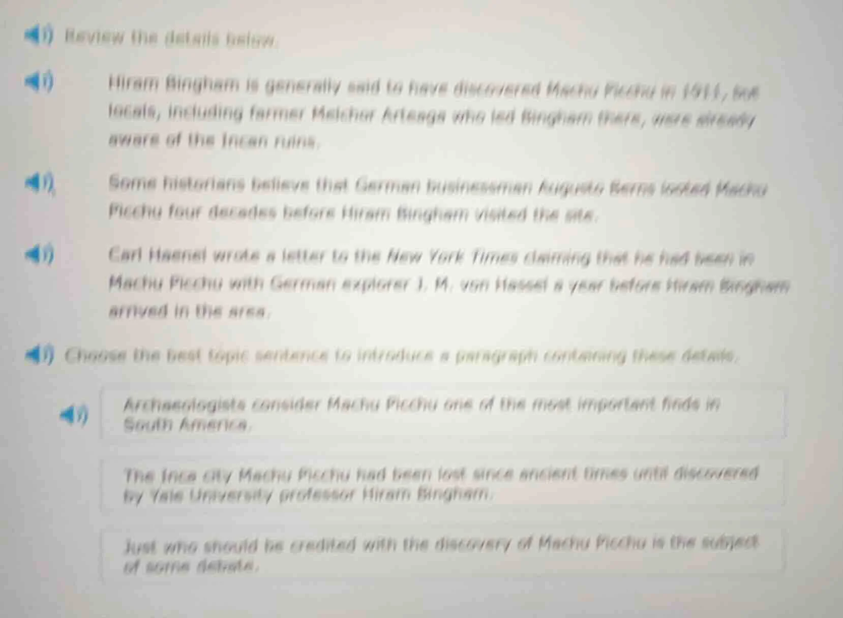 3) review the details below: i) hiram bingham is generally said to have…