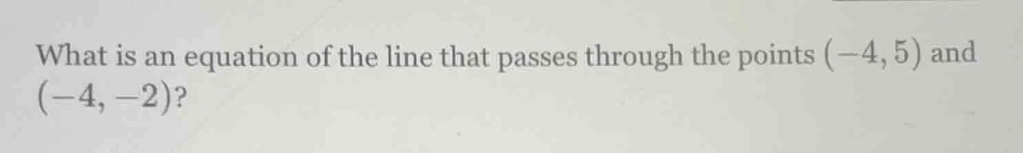 what is an equation of the line that passes through the points (-4, 5) …