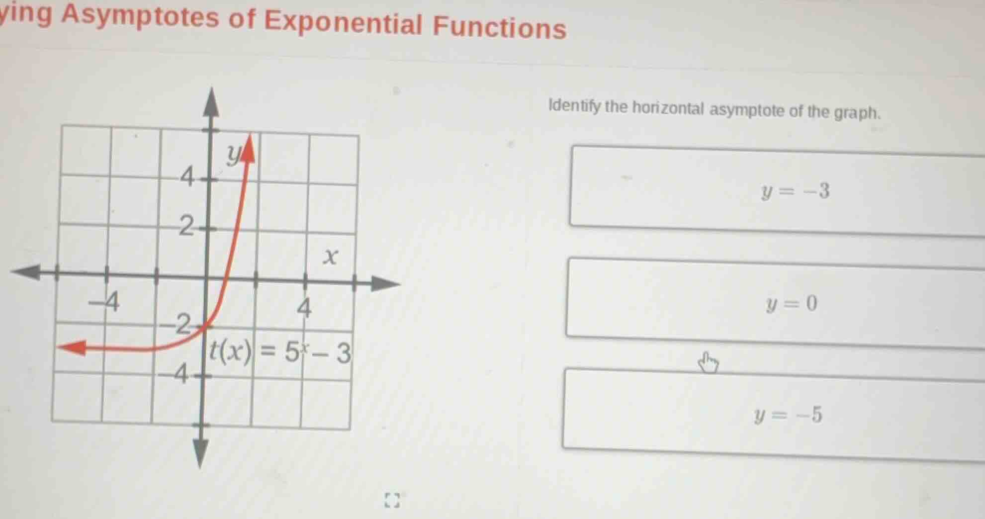 ying asymptotes of exponential functions identify the horizontal asympt…