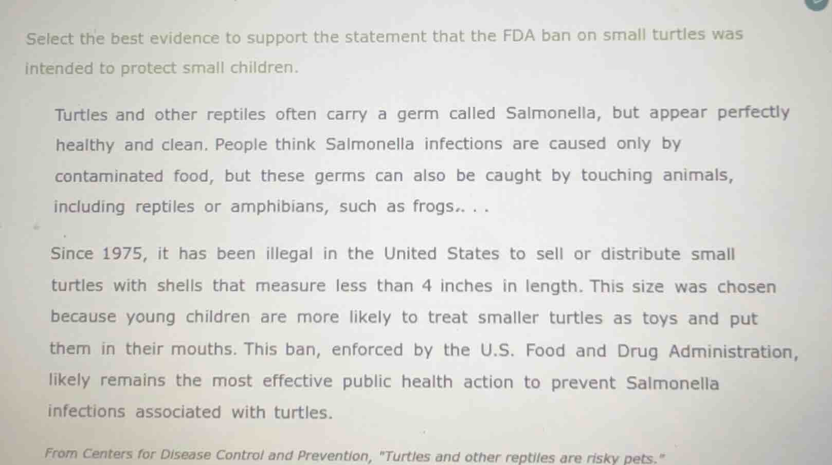 select the best evidence to support the statement that the fda ban on s…