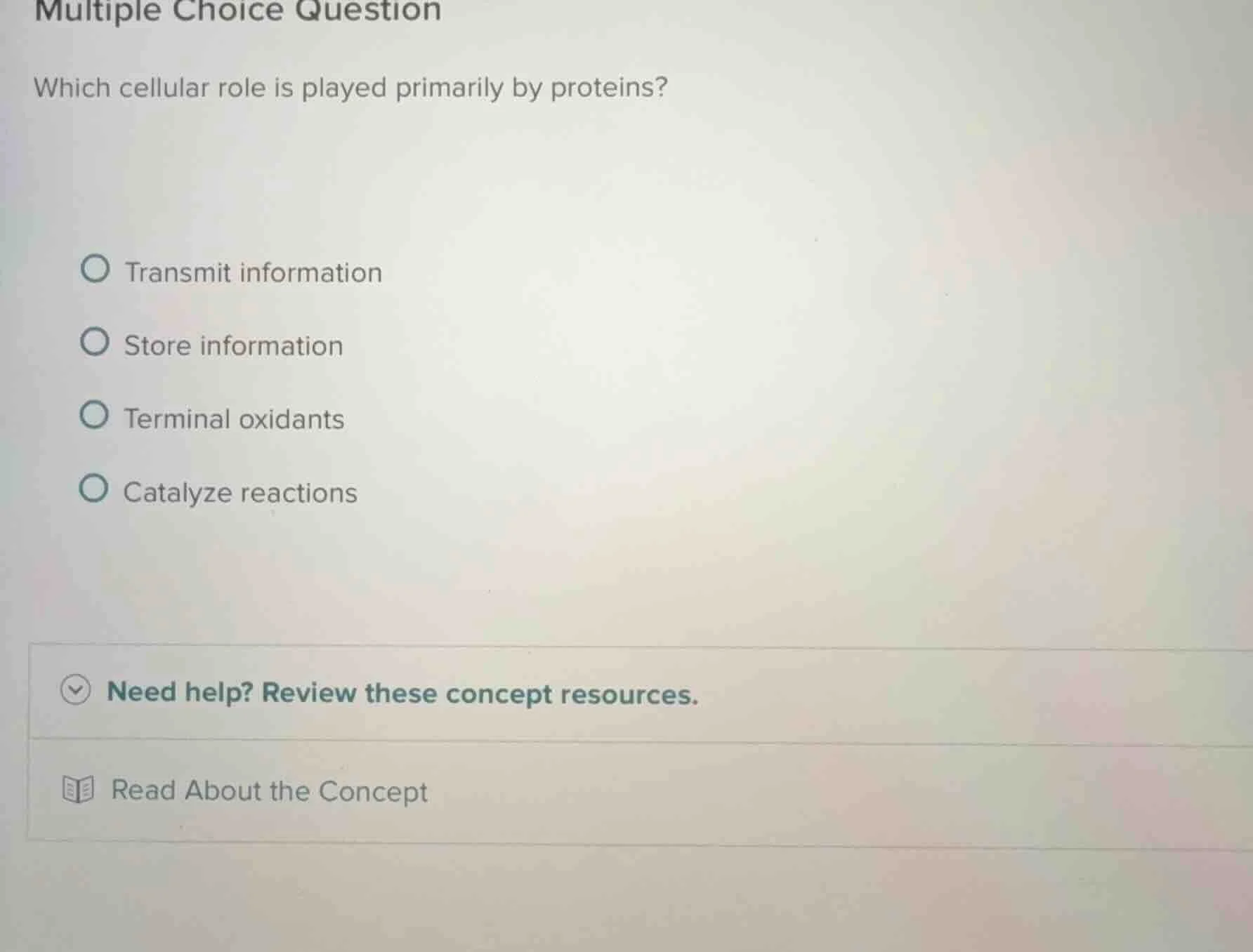 multiple choice question which cellular role is played primarily by pro…