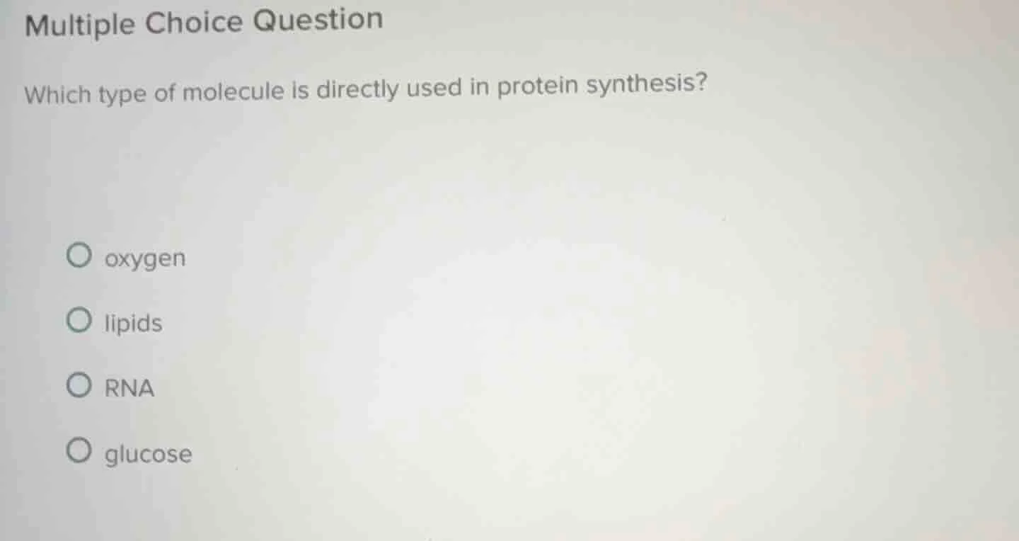multiple choice question which type of molecule is directly used in pro…