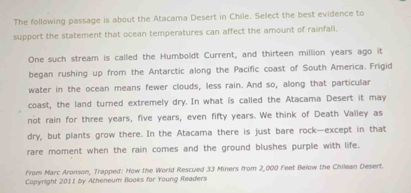 the following passage is about the atacama desert in chile. select the …
