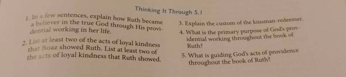 thinking it through 5.1 1. in a few sentences, explain how ruth became …