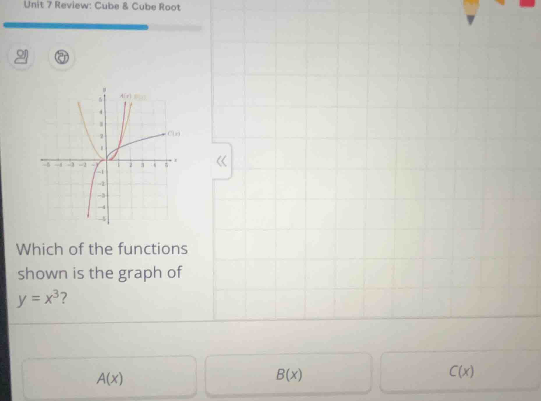 unit 7 review: cube & cube root which of the functions shown is the gra…