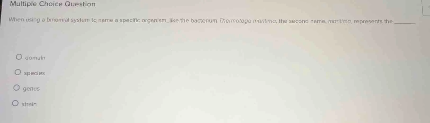 multiple choice question when using a binomial system to name a specifi…