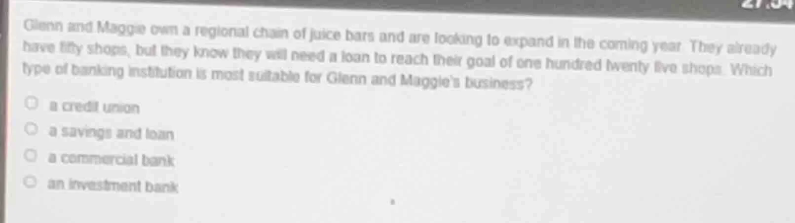 glenn and maggie own a regional chain of juice bars and are looking to …