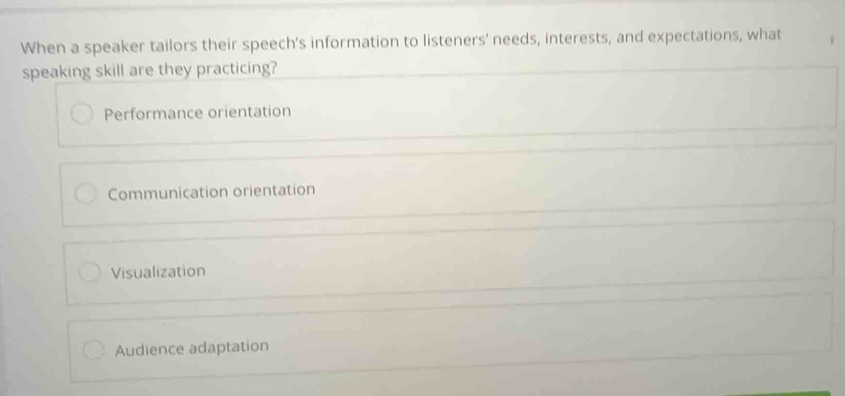 when a speaker tailors their speechs information to listeners needs, in…