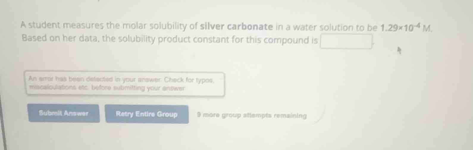 a student measures the molar solubility of silver carbonate in a water …