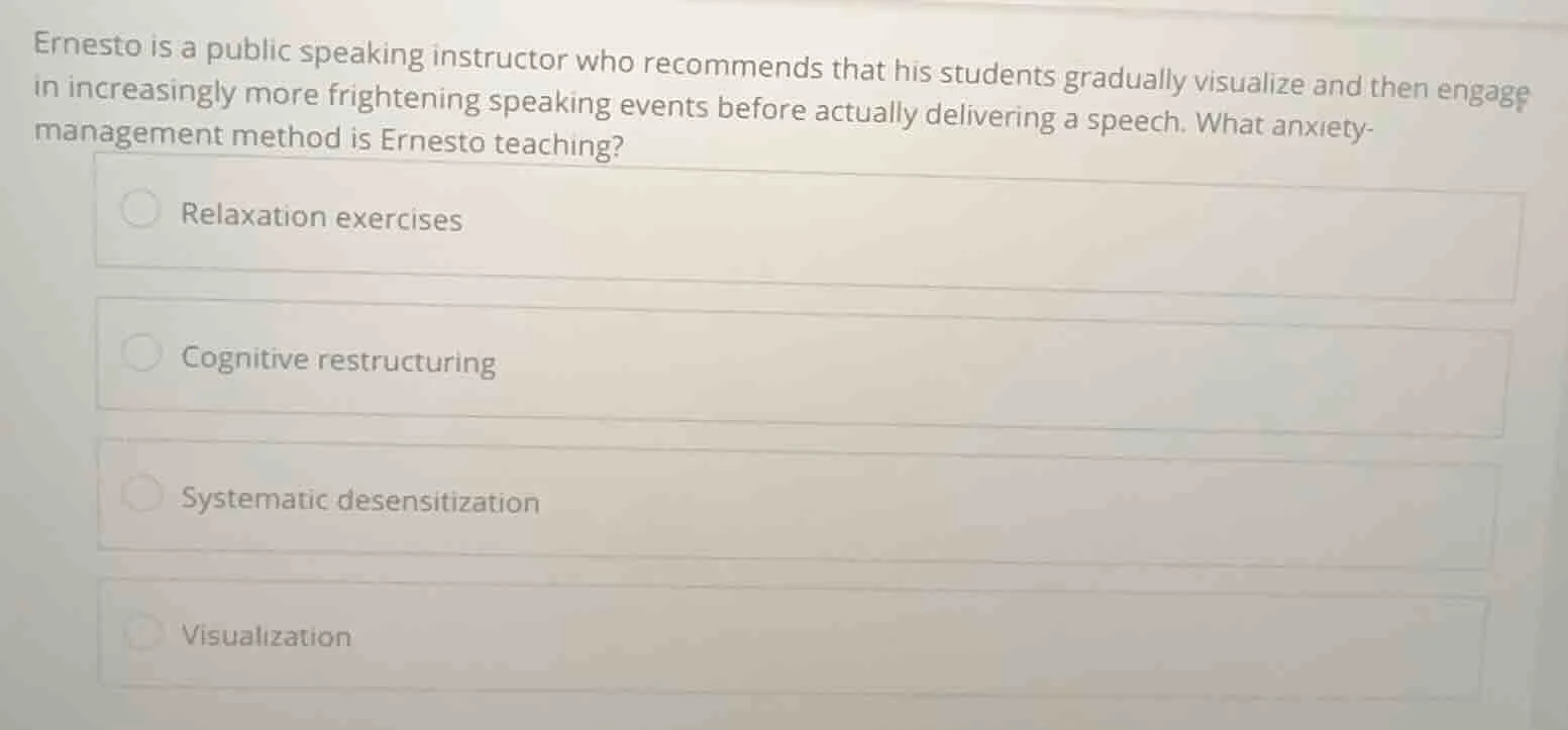 ernesto is a public speaking instructor who recommends that his student…
