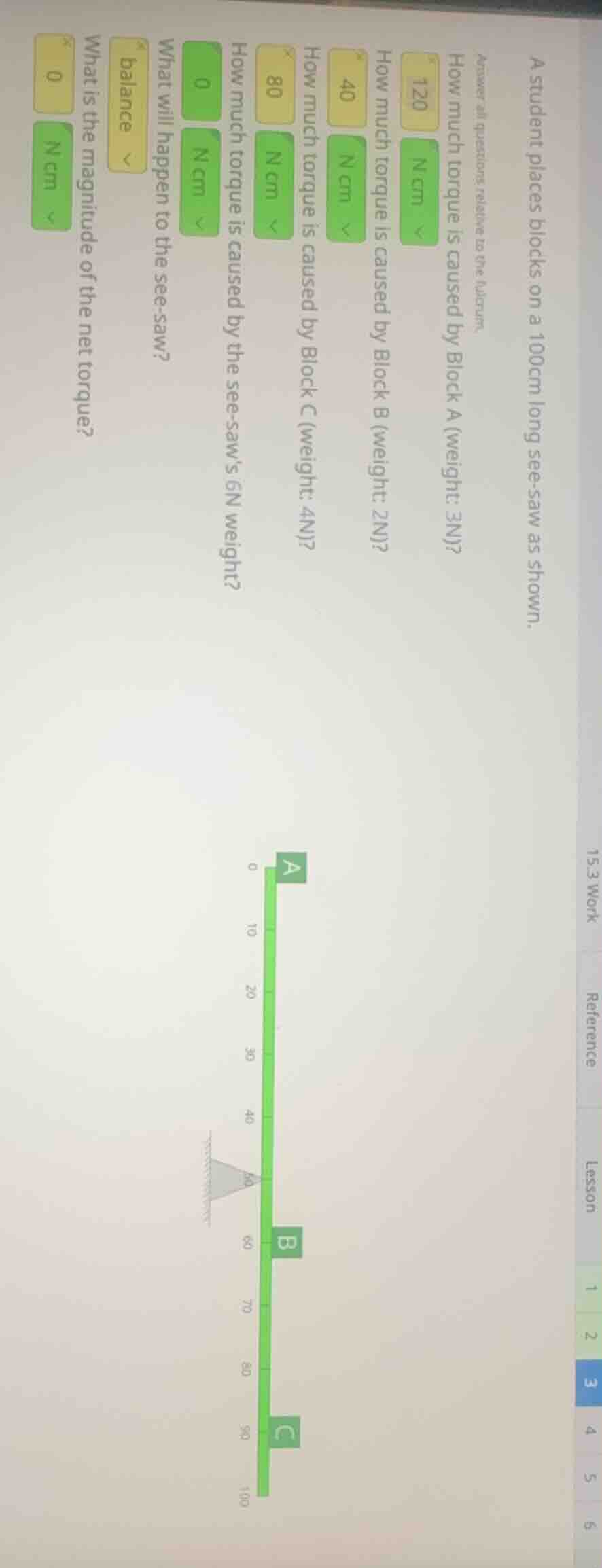 a student places blocks on a 100cm long see - saw as shown. answer all …