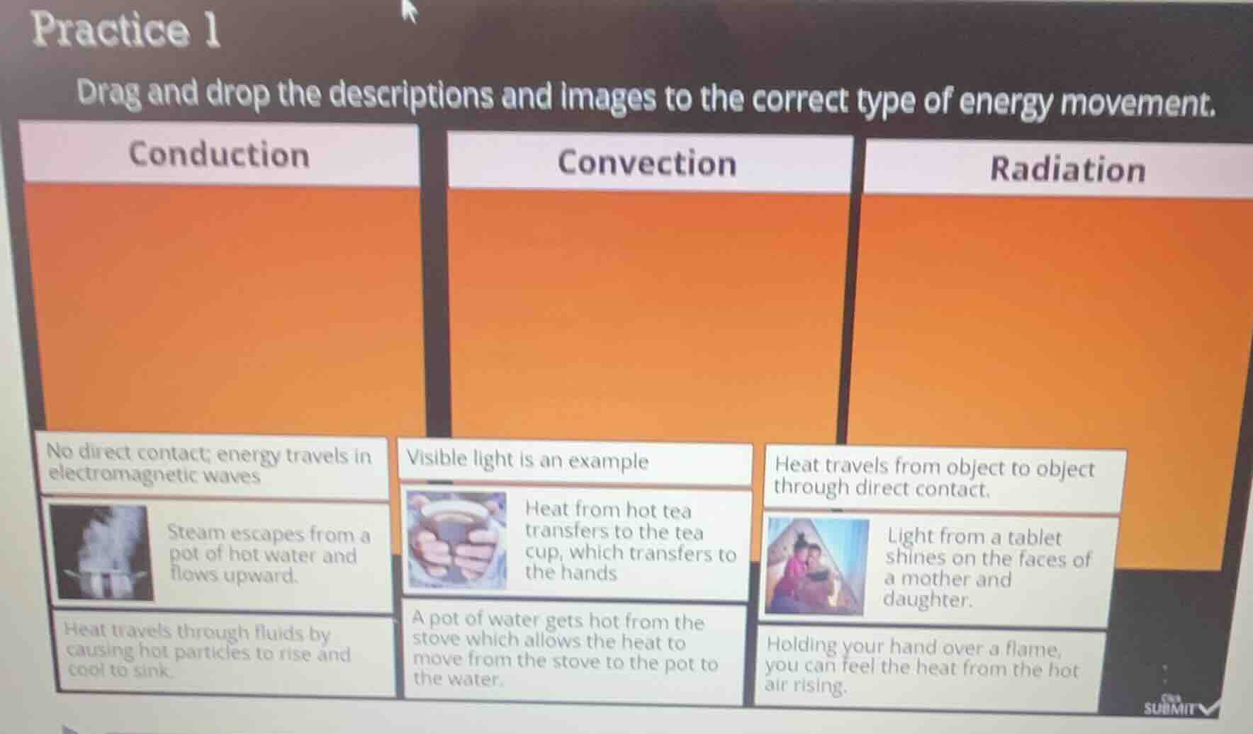 practice 1 drag and drop the descriptions and images to the correct typ…