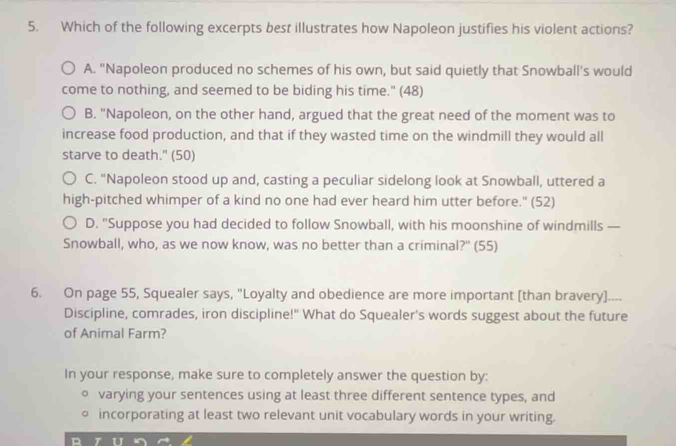 5. which of the following excerpts best illustrates how napoleon justif…