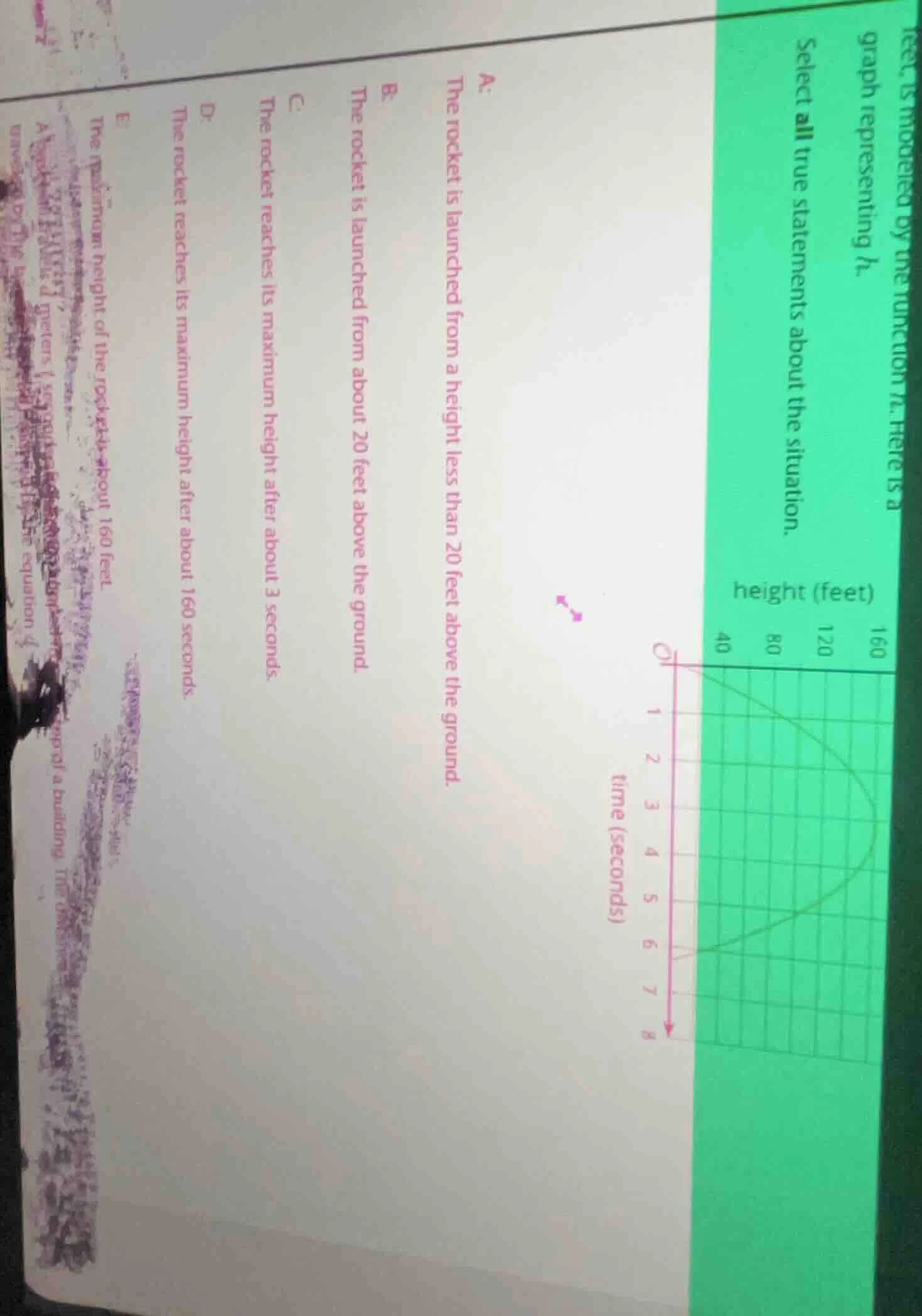 select all true statements about the situation. a: the rocket is launch…