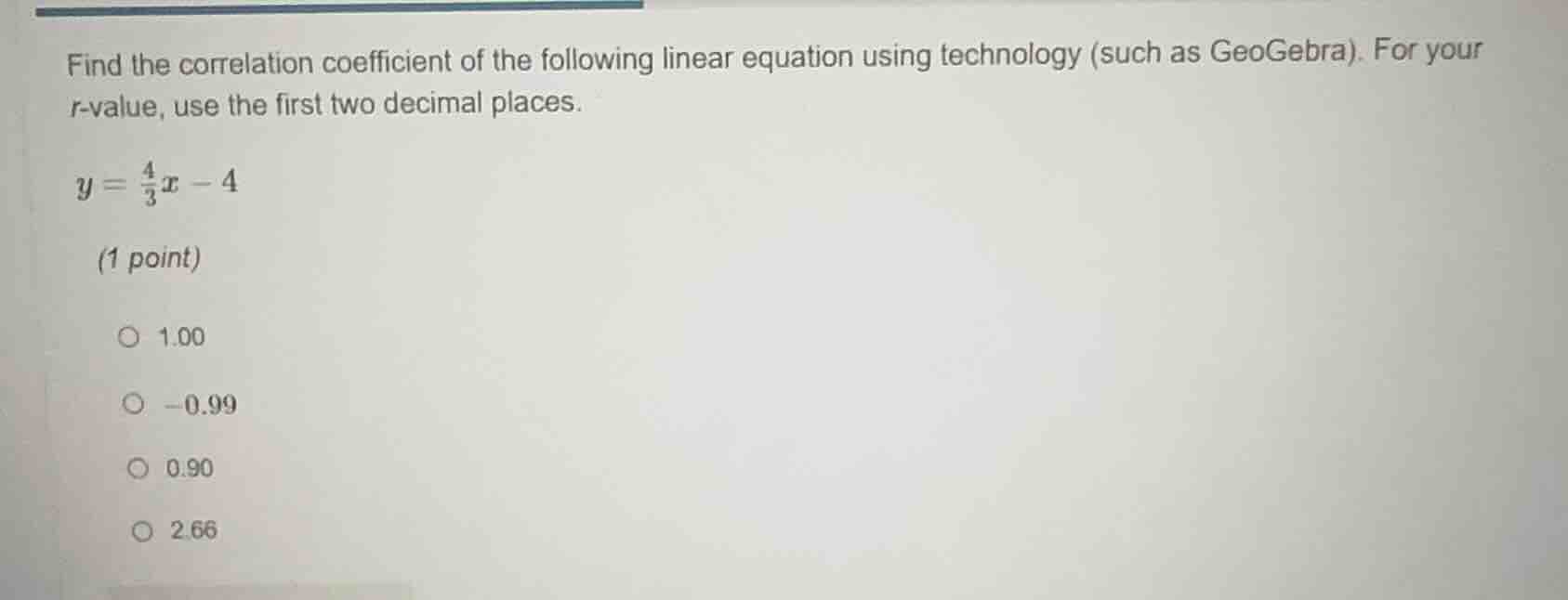 find the correlation coefficient of the following linear equation using…