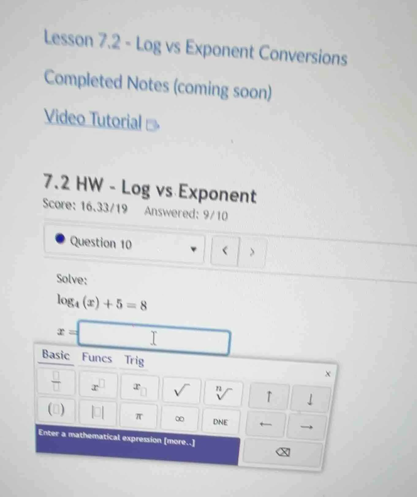 lesson 7.2 - log vs exponent conversions completed notes (coming soon) …