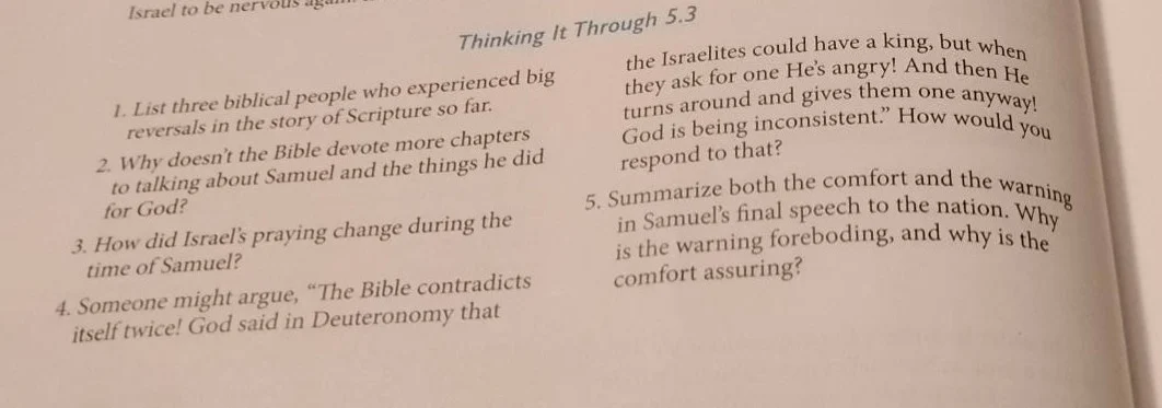 thinking it through 5.3 1. list three biblical people who experienced b…