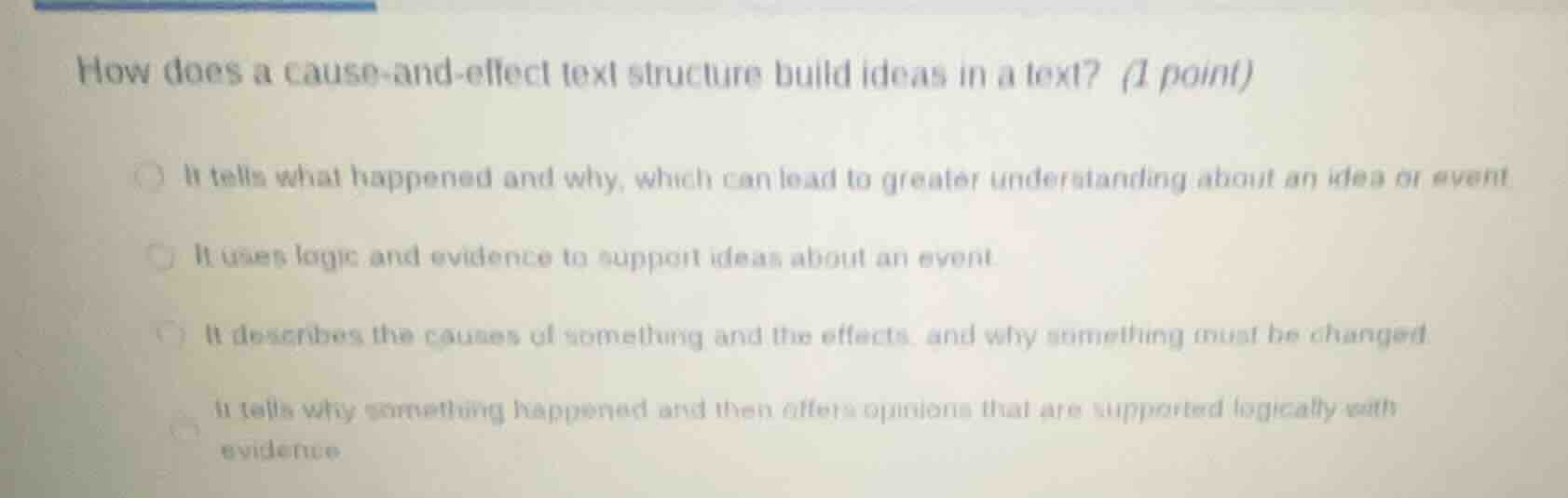 how does a cause - and - effect text structure build ideas in a text? (…