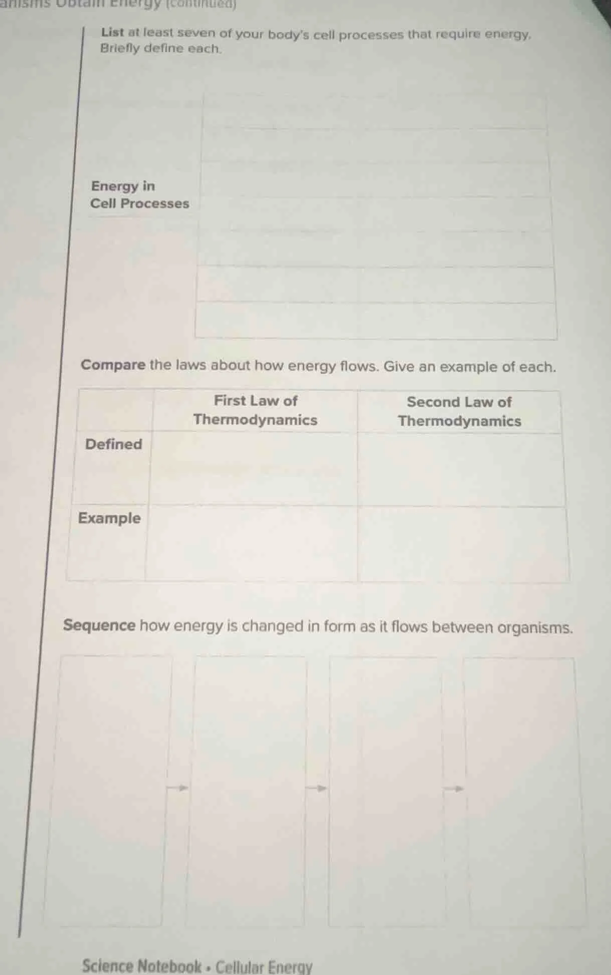 anisms obtain energy (continued) list at least seven of your body’s cel…