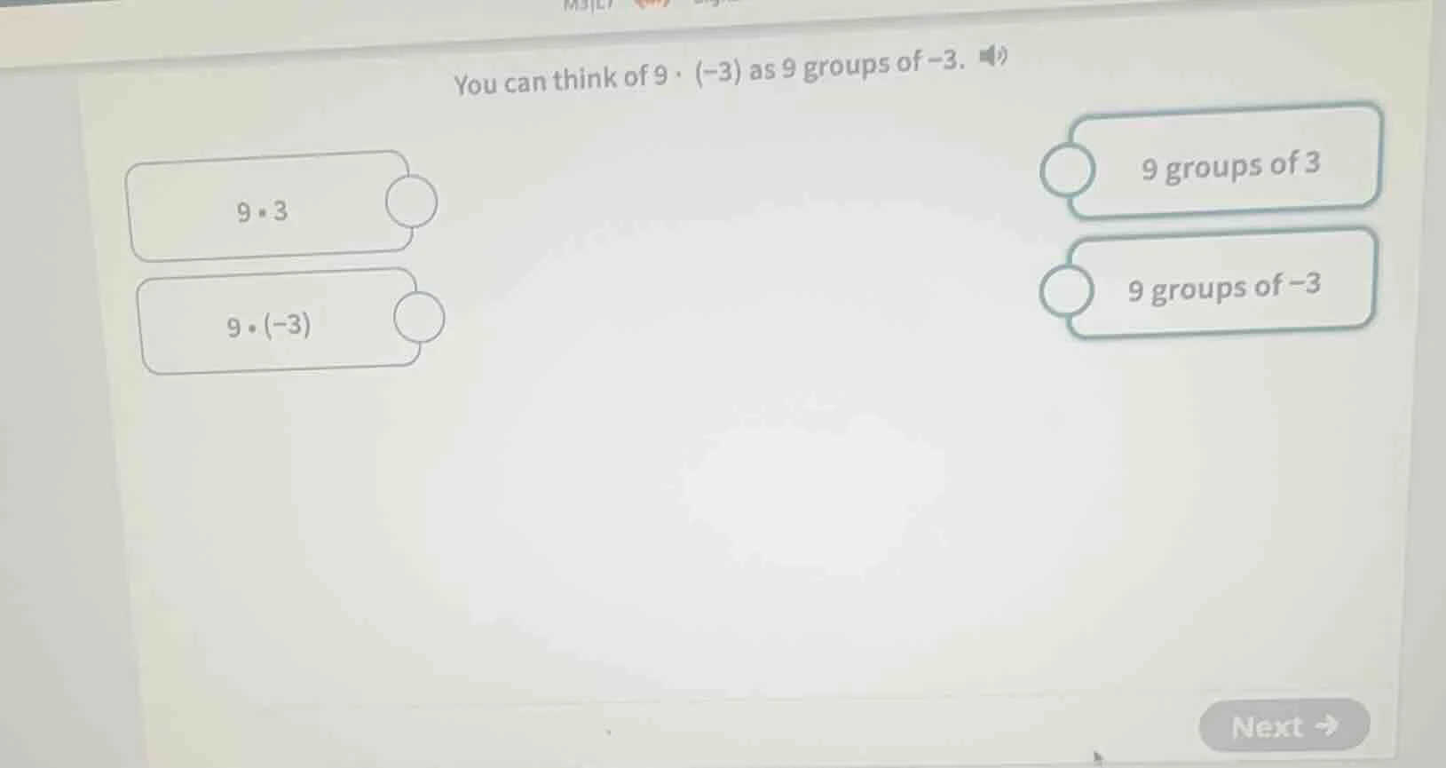 you can think of $9 \\cdot (-3)$ as 9 groups of $-3$. $9 \\cdot 3$ $9 \…