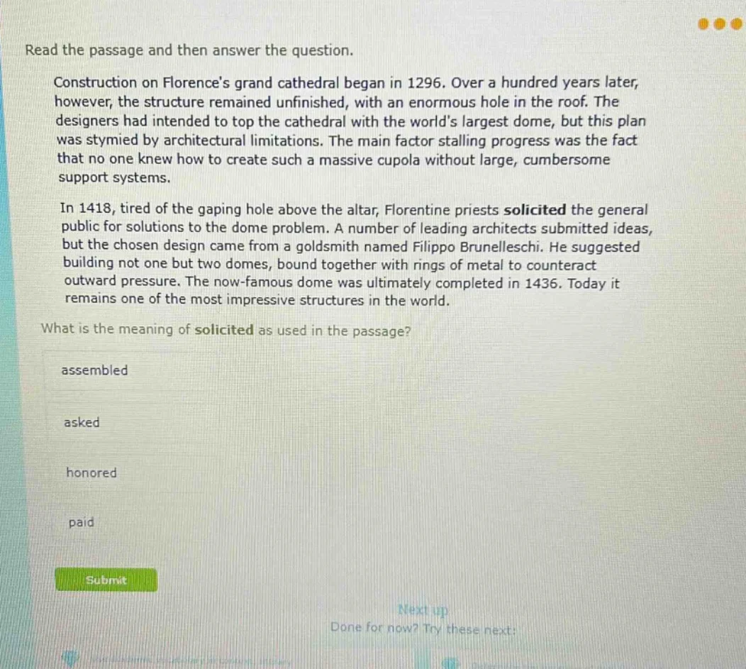 read the passage and then answer the question. construction on florence…