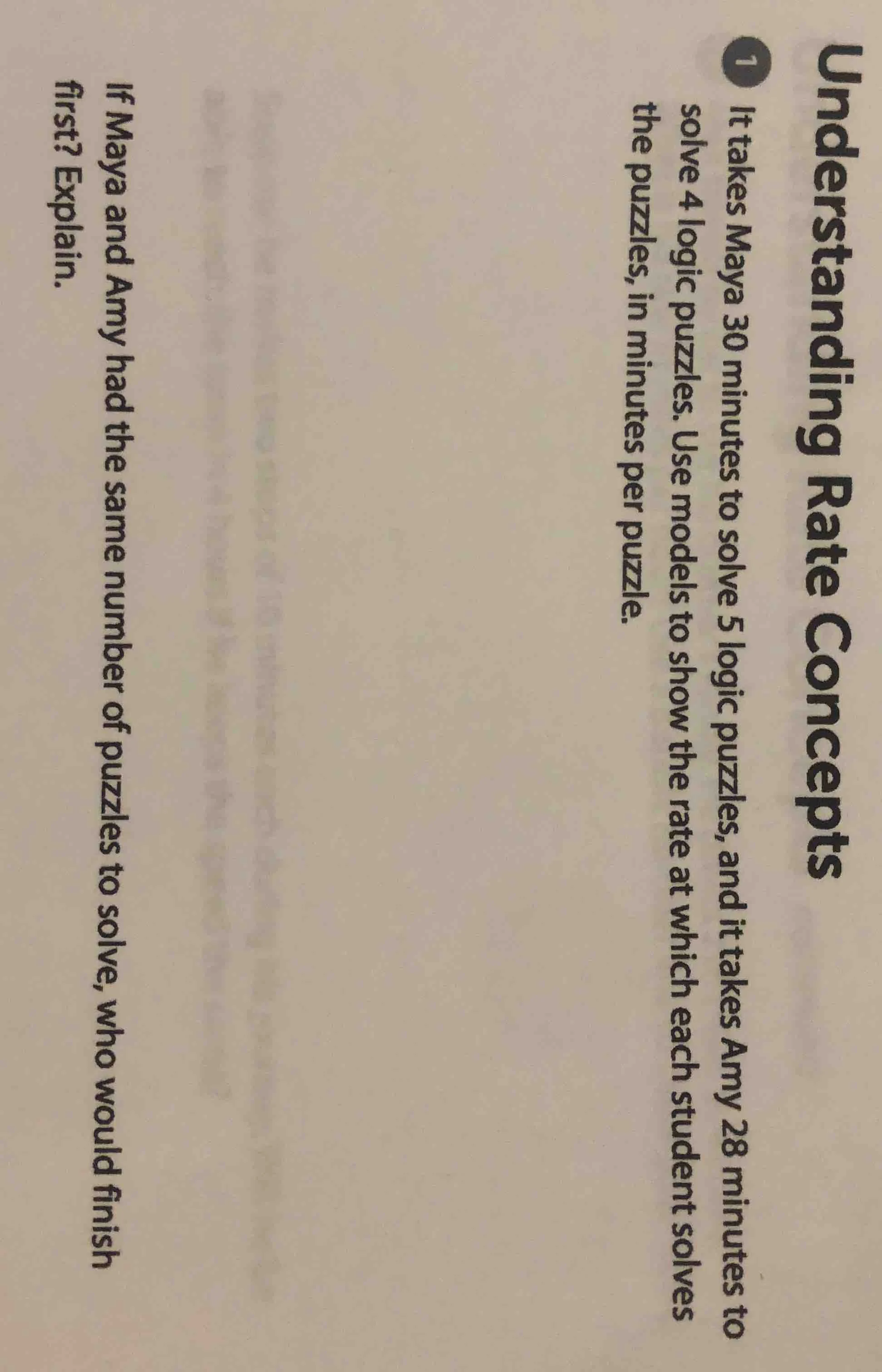 understanding rate concepts 1 it takes maya 30 minutes to solve 5 logic…