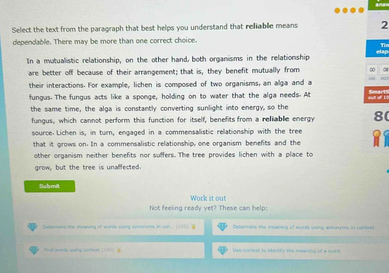 select the text from the paragraph that best helps you understand that …