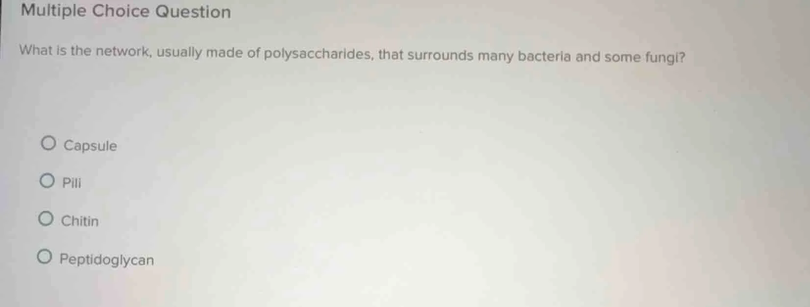 multiple choice question what is the network, usually made of polysacch…