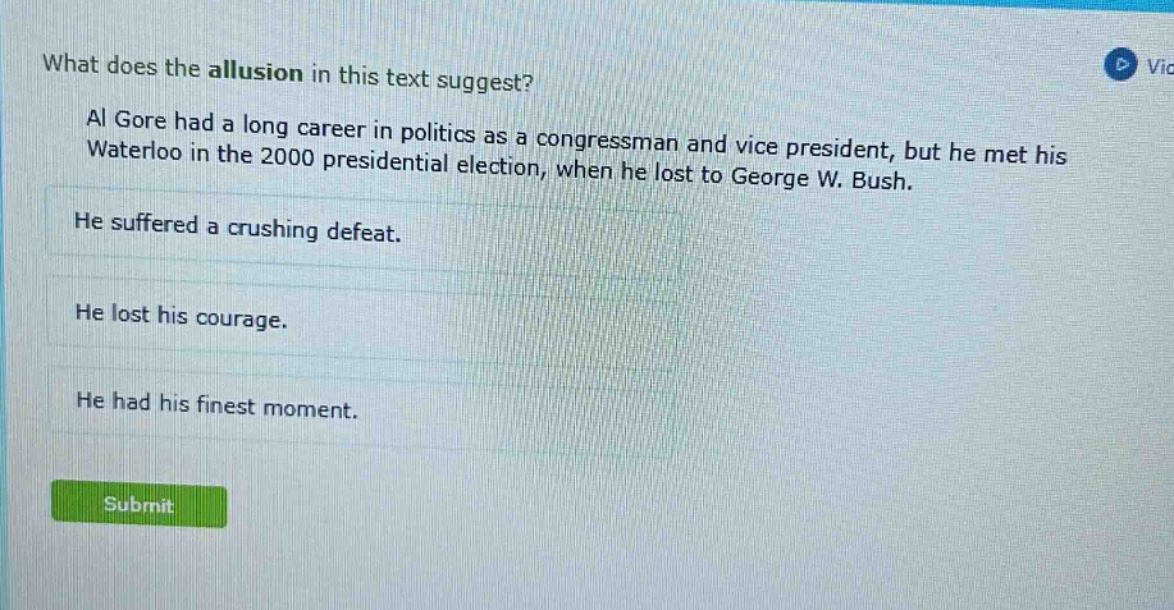 what does the allusion in this text suggest? al gore had a long career …