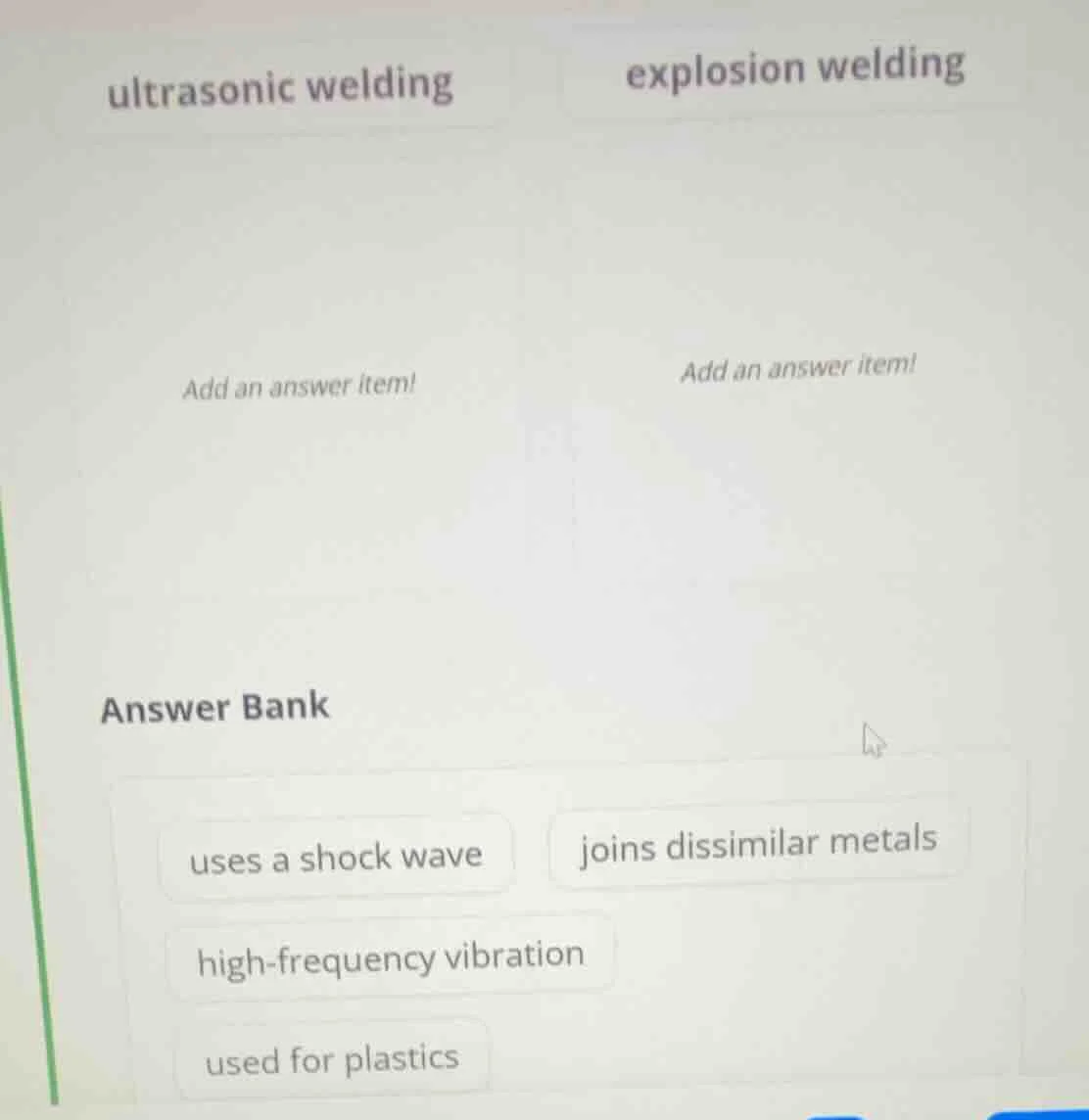 ultrasonic welding explosion welding add an answer item! add an answer …
