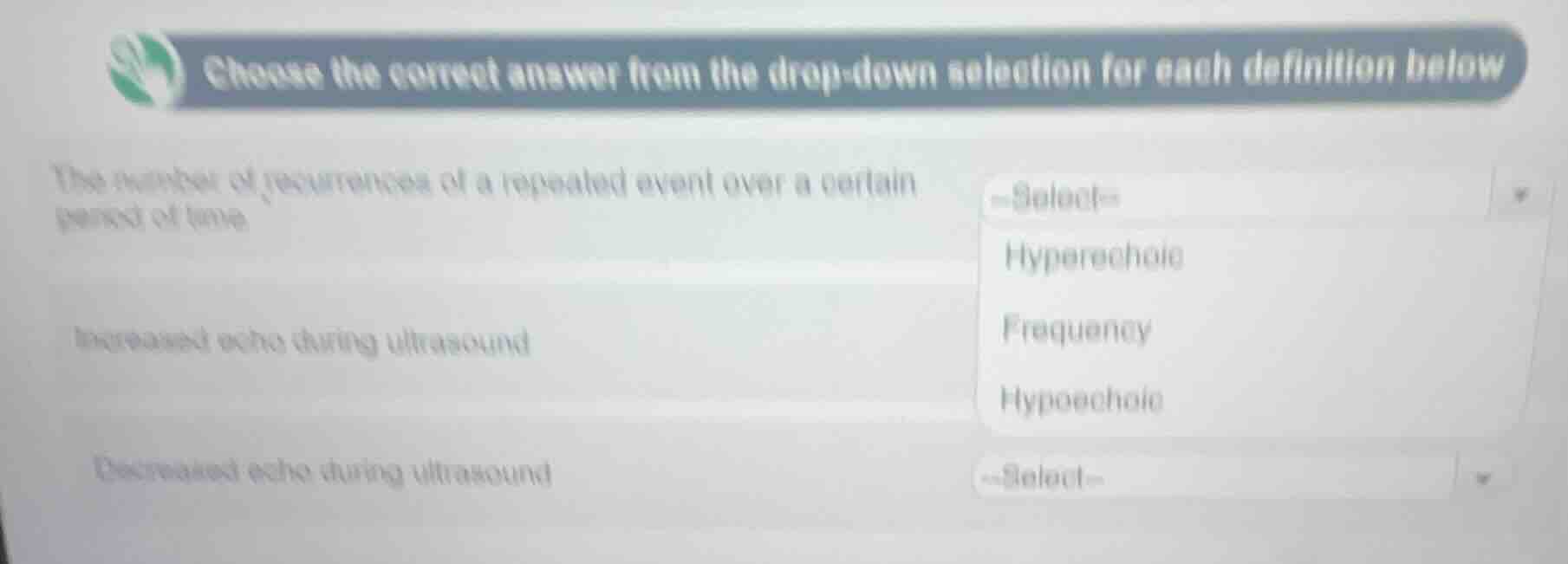 choose the correct answer from the drop-down selection for each definit…