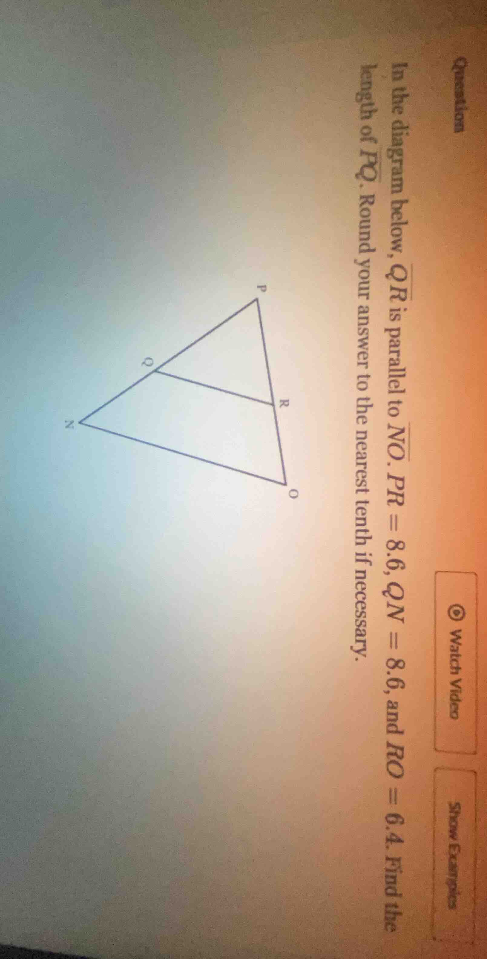 in the diagram below, (overline{qr}) is parallel to (overline{no}). (pr…