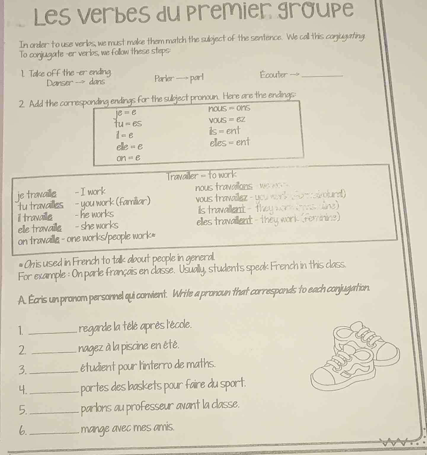 les verbes du premier groupe in order to use verbs, we must make them m…