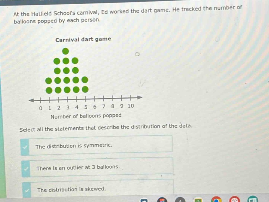 at the hatfield schools carnival, ed worked the dart game. he tracked t…