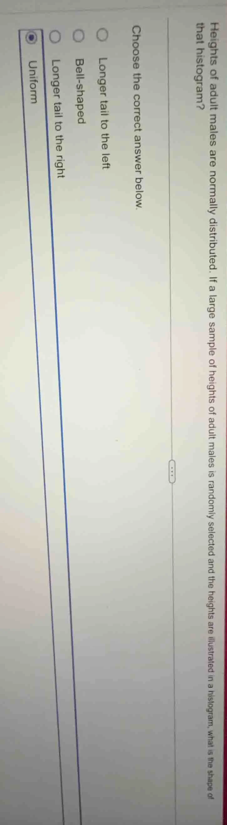 heights of adult males are normally distributed. if a large sample of h…