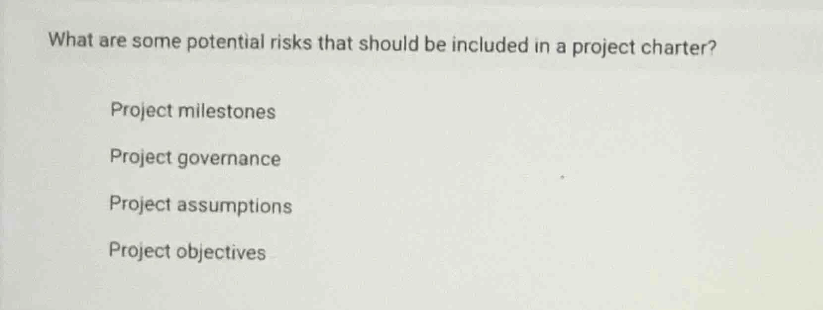 what are some potential risks that should be included in a project char…