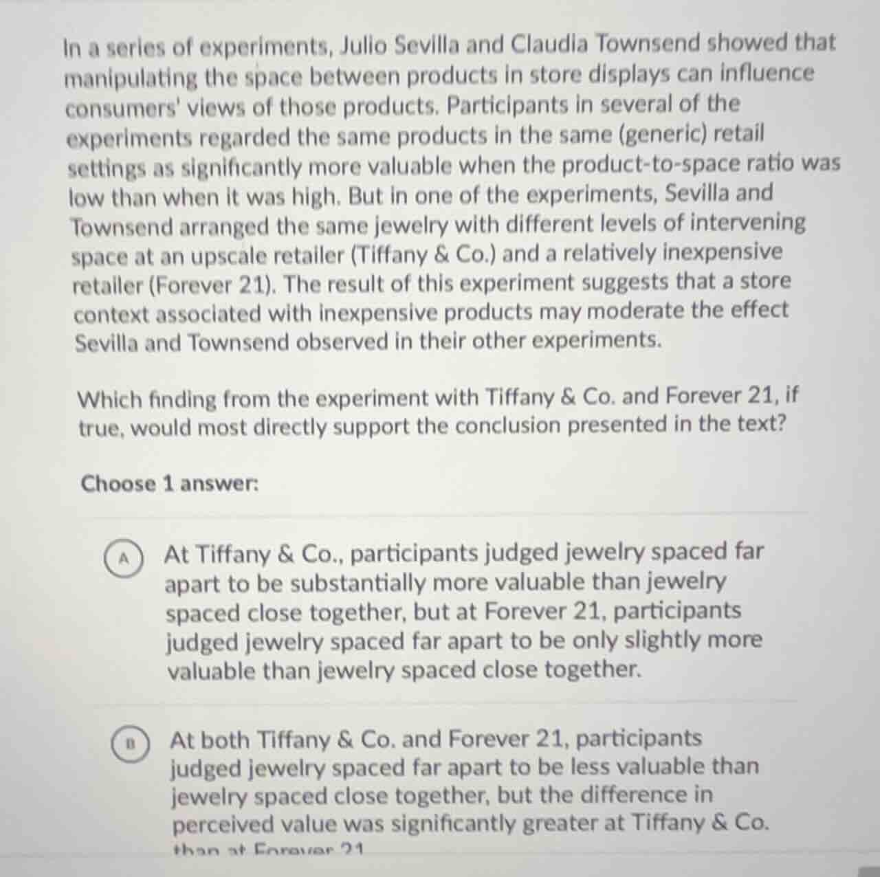 in a series of experiments, julio sevilla and claudia townsend showed t…