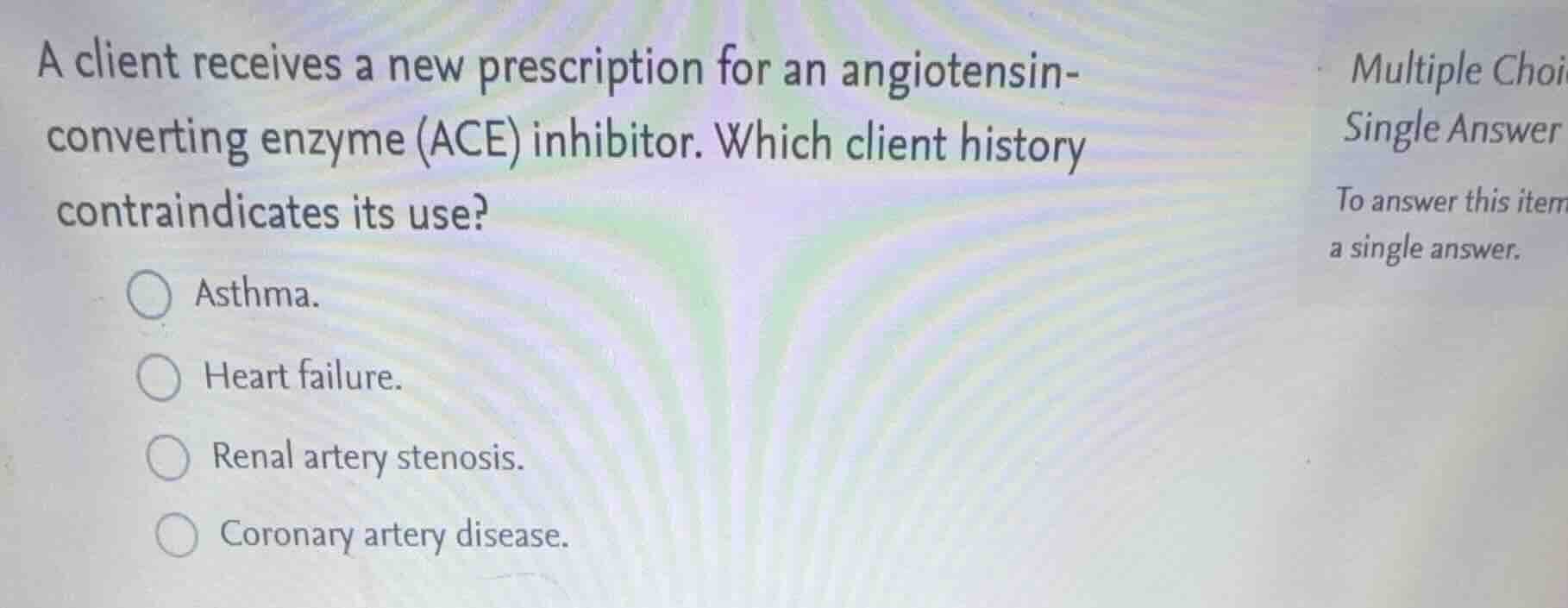 a client receives a new prescription for an angiotensin-converting enzy…