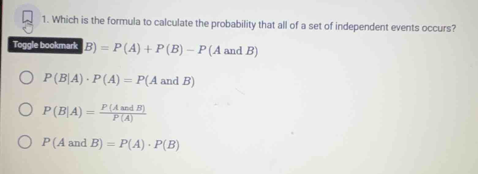 1. which is the formula to calculate the probability that all of a set …
