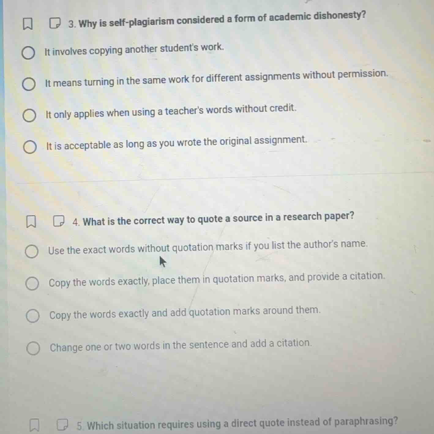3. why is self - plagiarism considered a form of academic dishonesty? i…