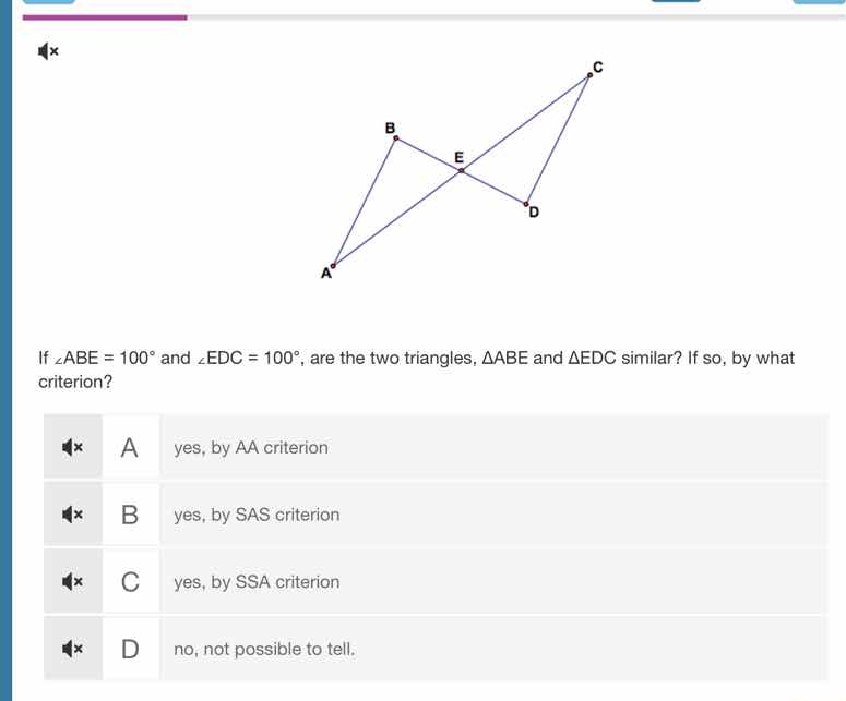 if $\\angle abe = 100\\degree$ and $\\angle edc = 100\\degree$, are the…