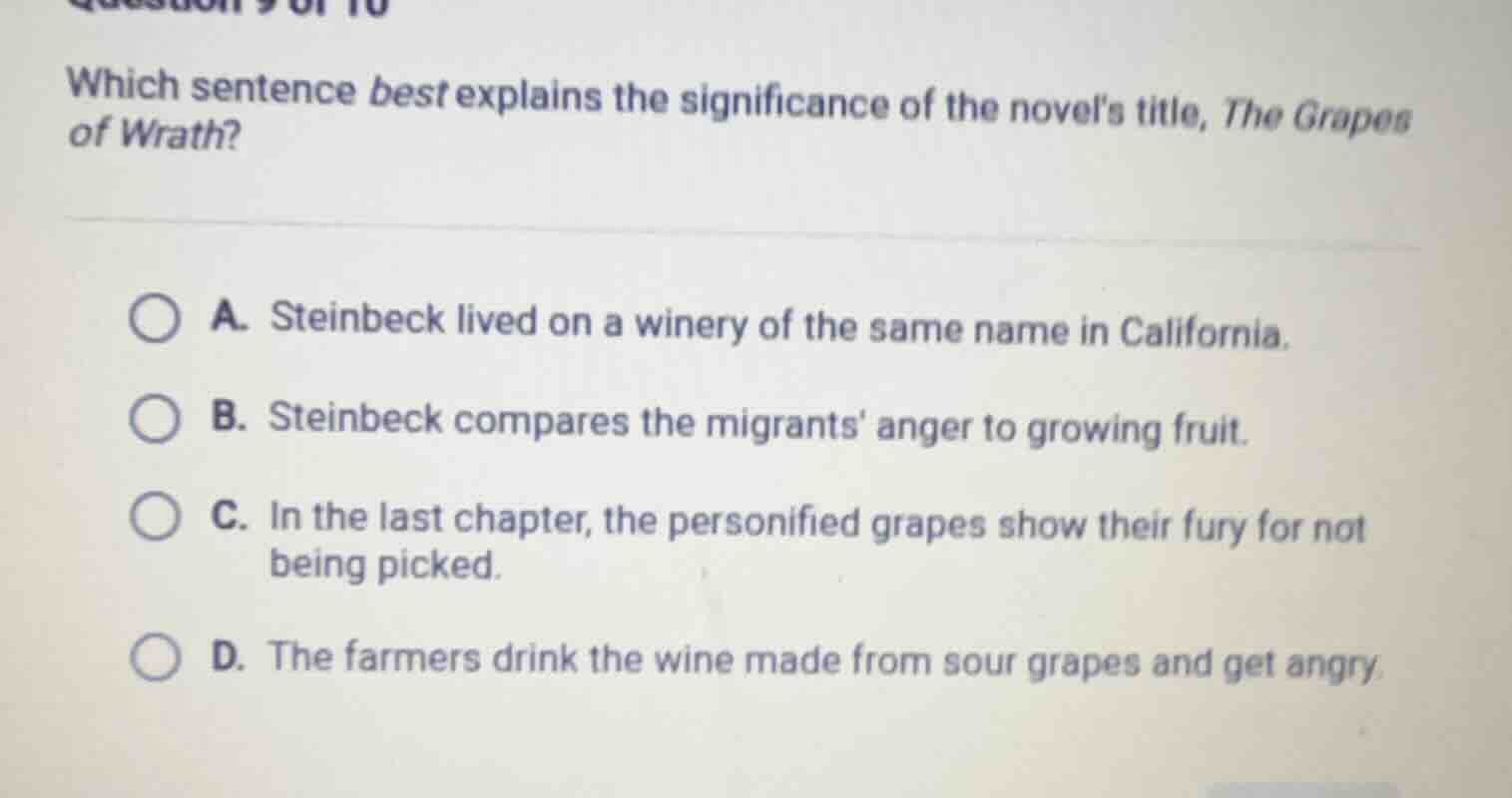 which sentence best explains the significance of the novels title, the …