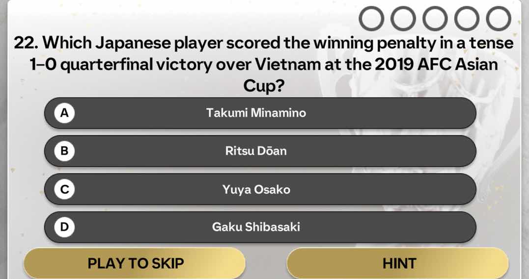 22. which japanese player scored the winning penalty in a tense 1–0 qua…