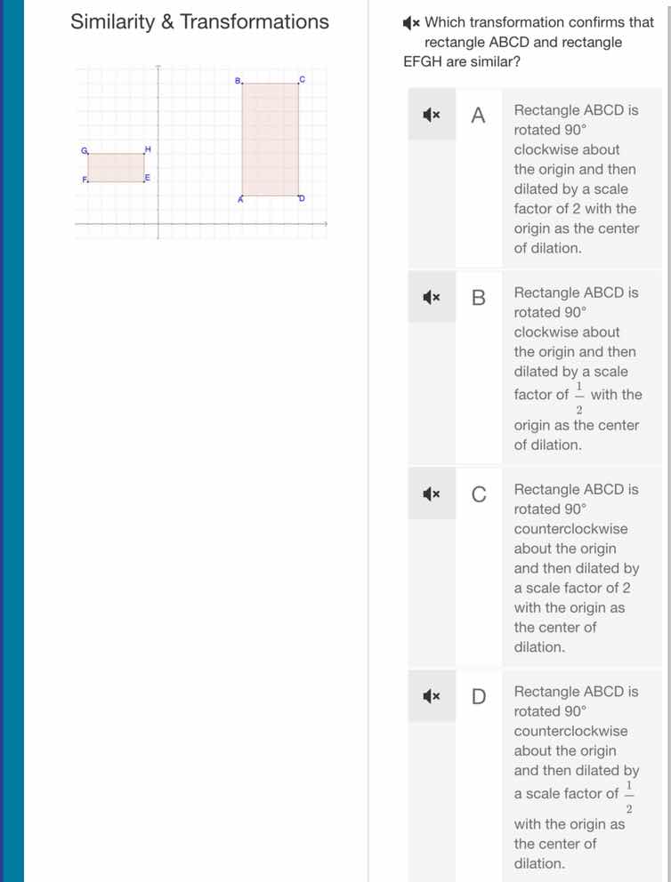 similarity & transformations which transformation confirms that rectang…