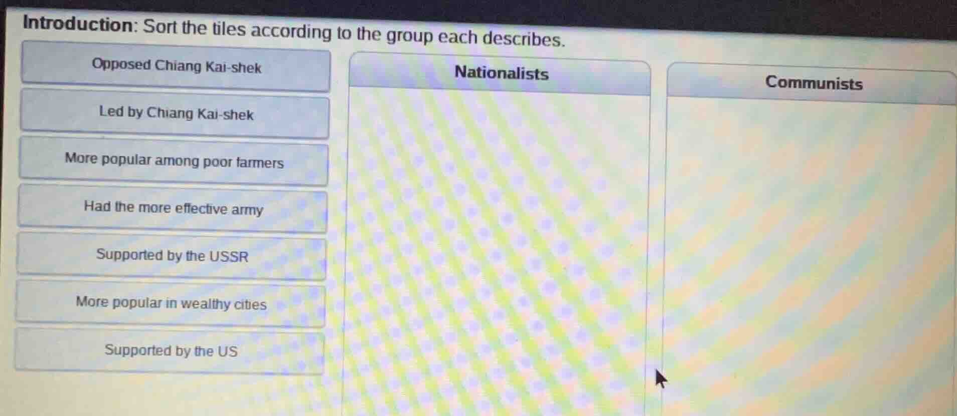 introduction: sort the tiles according to the group each describes. opp…