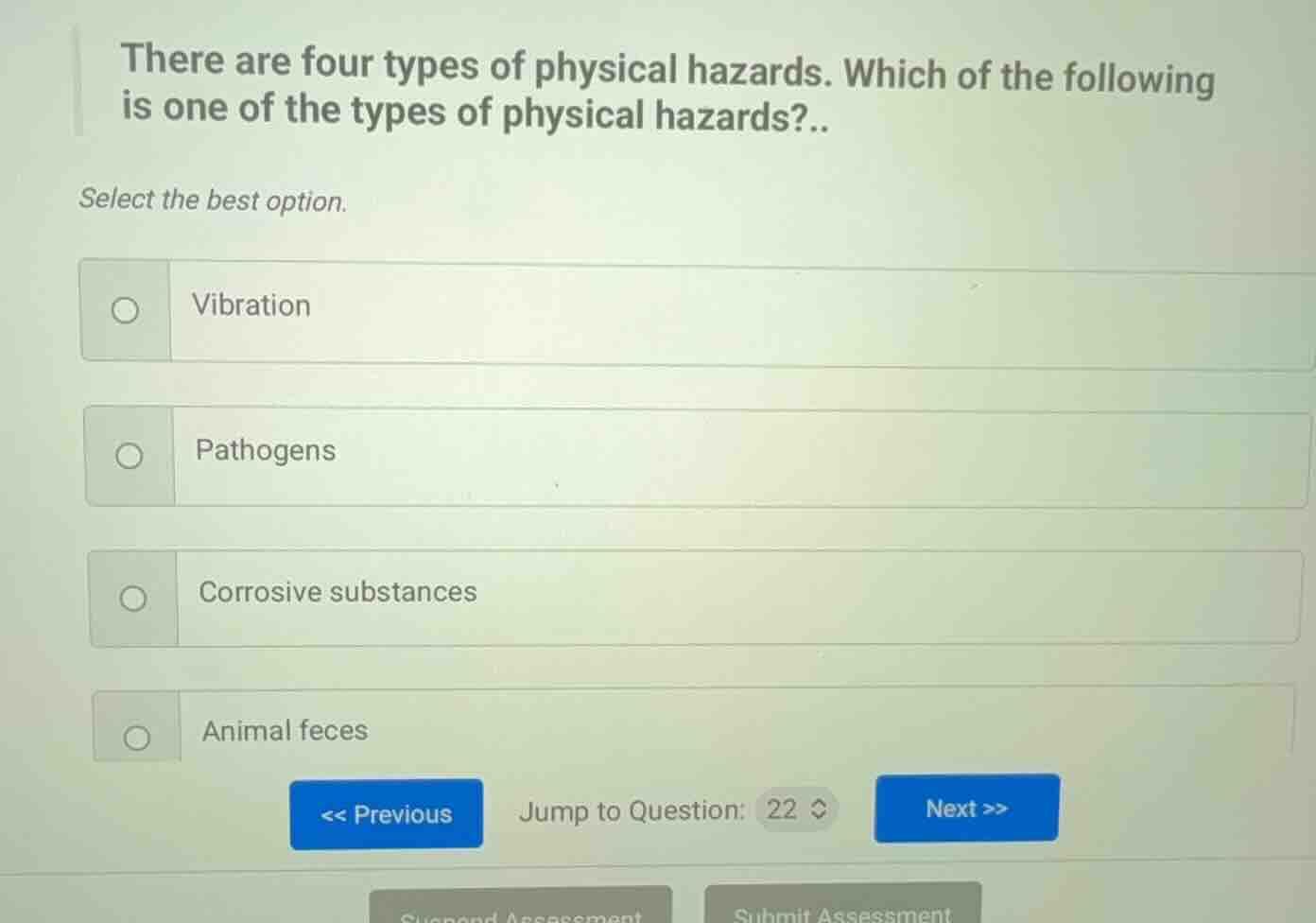 there are four types of physical hazards. which of the following is one…