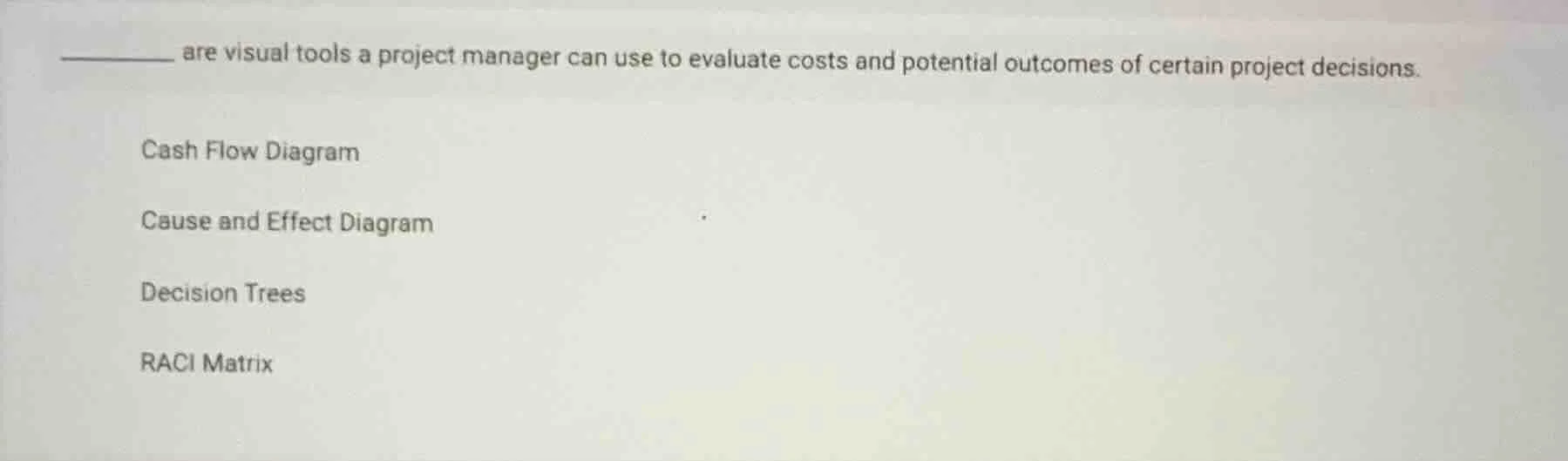 ______ are visual tools a project manager can use to evaluate costs and…